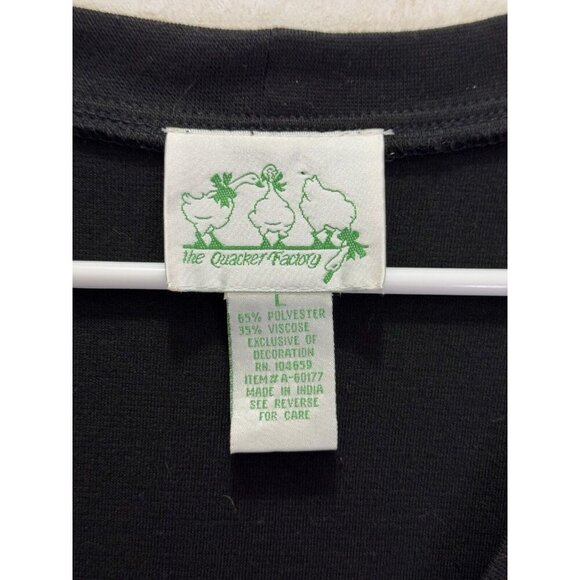 TE QUACKER FACTORY Women's Black Floral Embroidered Vest Grandma Core LARGE - Picture 3 of 7